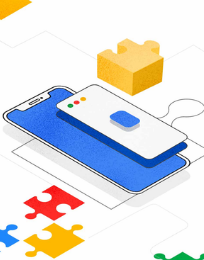 ponsel dengan puzzle warna-warni