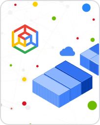 Logo Google Cloud dengan badge keamanan biru di depan
